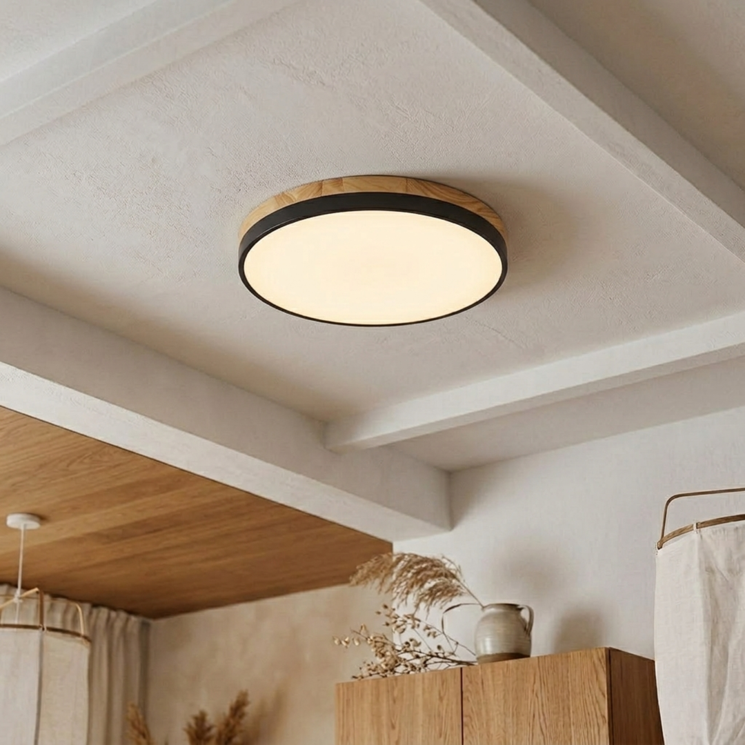 Ronde schijfplafondlamp – platte, vlak gemonteerde lamp