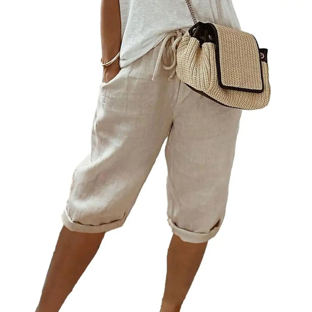 Vintage Kniebroek met Elastische Taille en Zakken