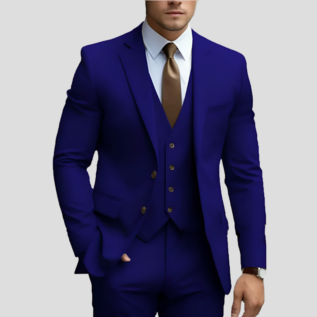 Elegant 3-delig beige slim fit herenpak