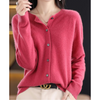 Dames cardigan van merinowol en kasjmier – elegant winterbreisel met ronde hals