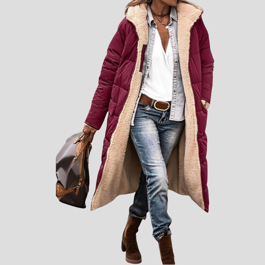 Lange omkeerbare winterjas voor dames
