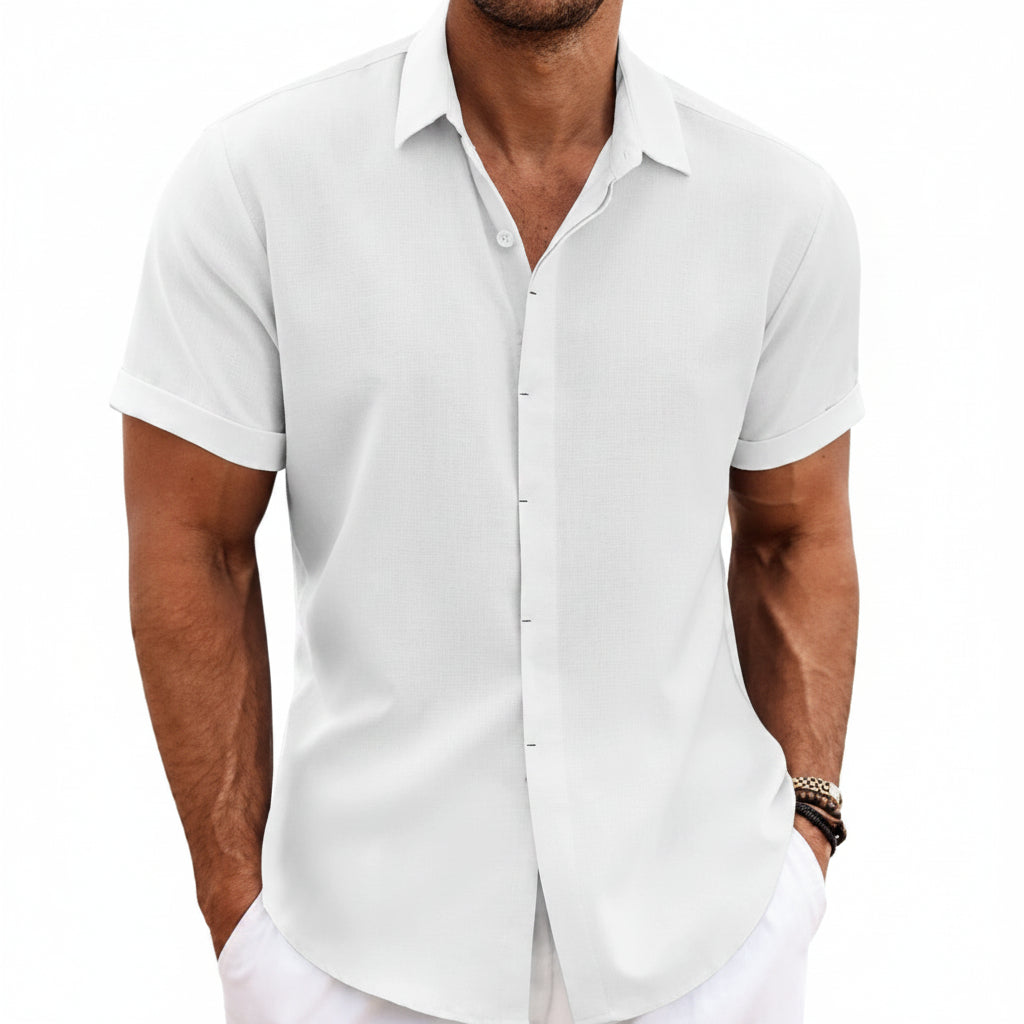 Men's Linen Short Sleeved T-shirt Loose Fitting