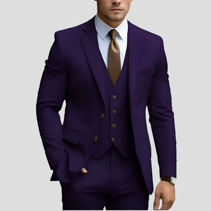 Elegant 3-delig beige slim fit herenpak