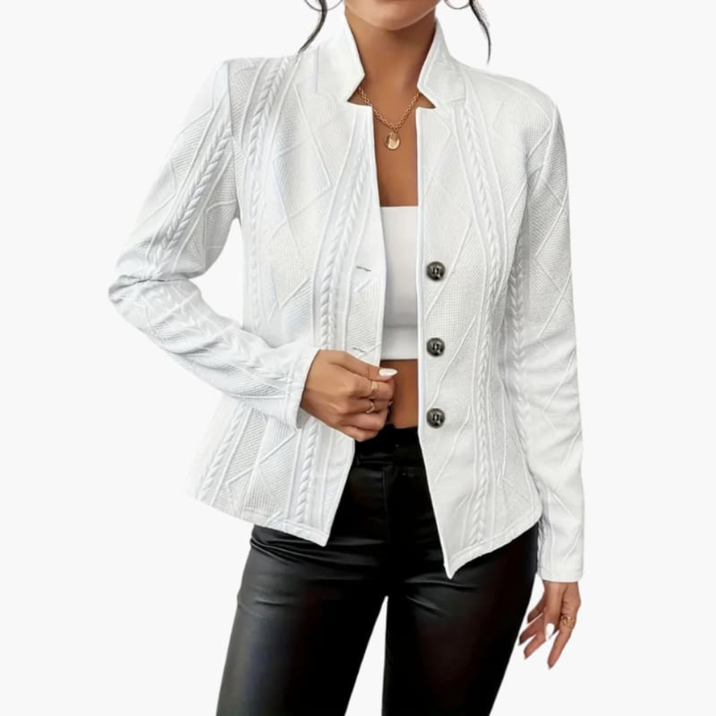 Dames Blazer met Reverskraag en Knopen Sluiting