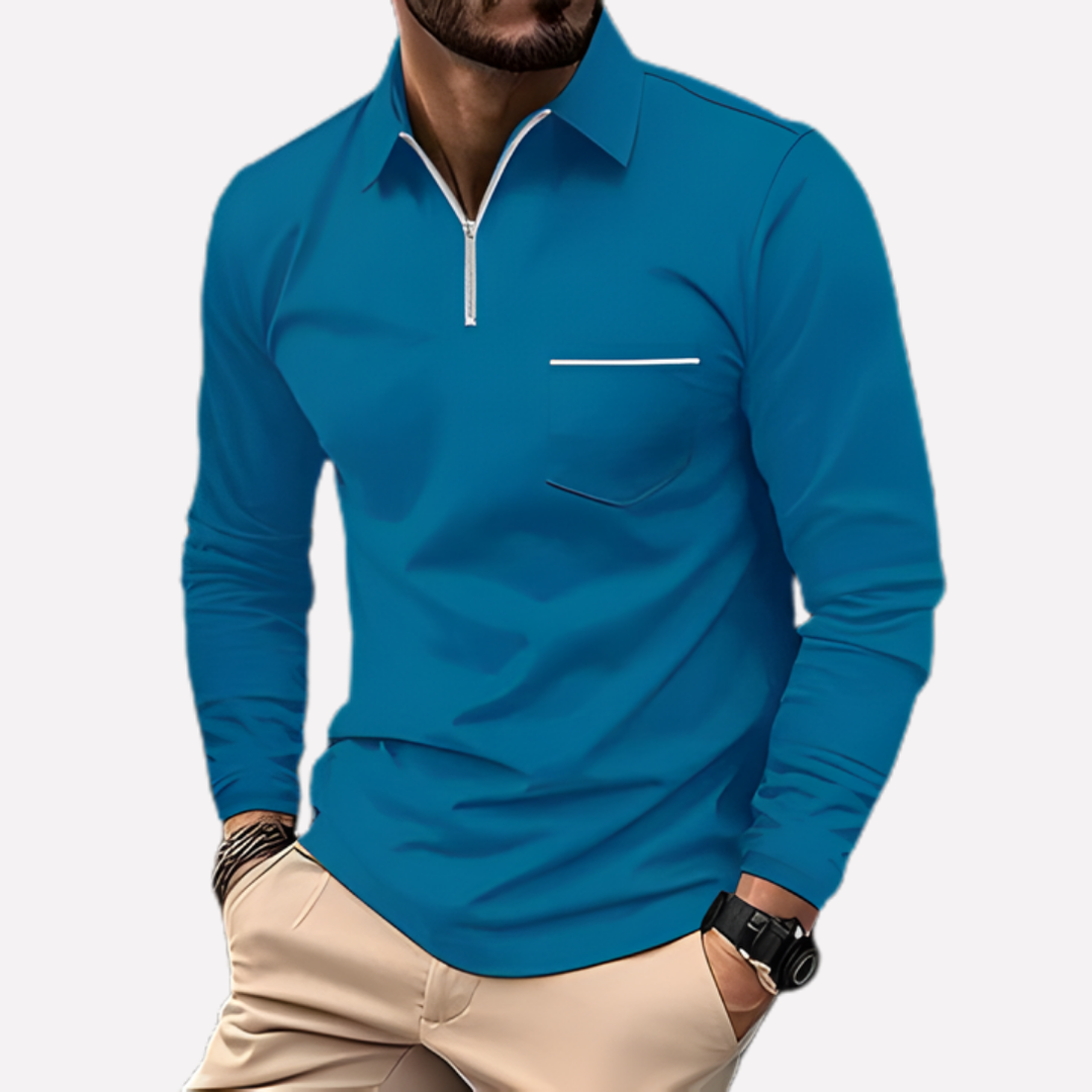 Hugo Polo shirt met lange mouwen voor heren met borstzak