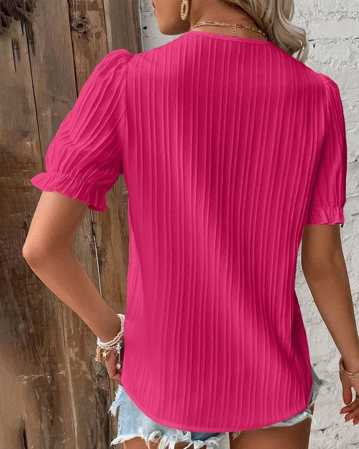 Elegante kanten dames blouse met V-hals - Fleur