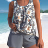 Damesbadpak met print en bijpassende shorts.