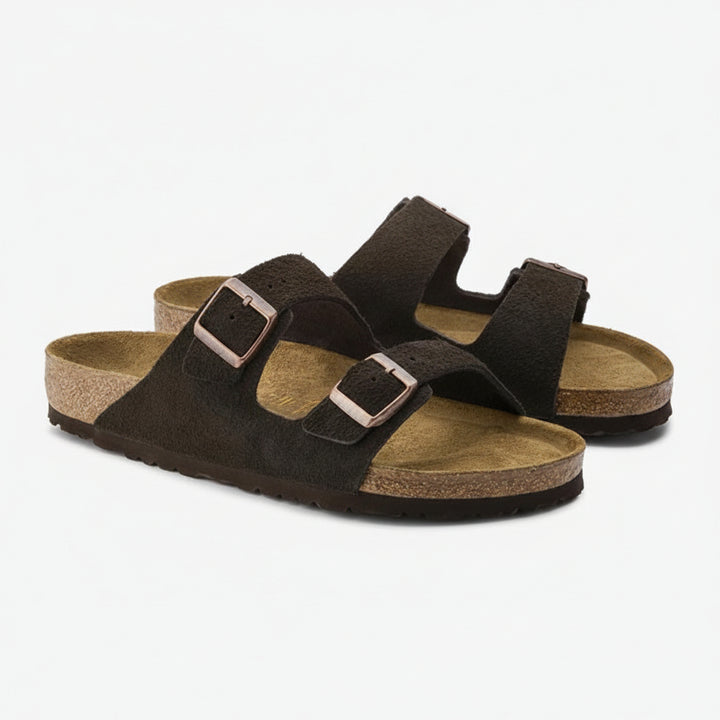 Women's Vintage Cork Flat Boken Sandals Men's One-word Sandals