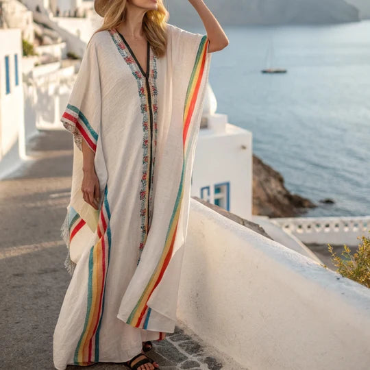 Boho gestreepte maxi-jurk