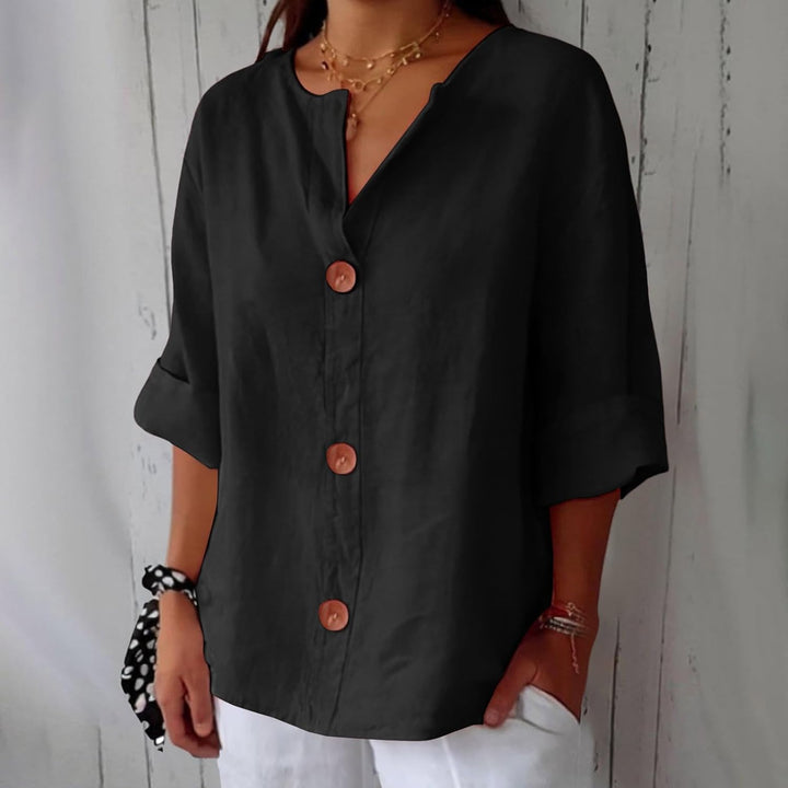 Olivia – losse linnen blouse: lichte en comfortabele zomertop