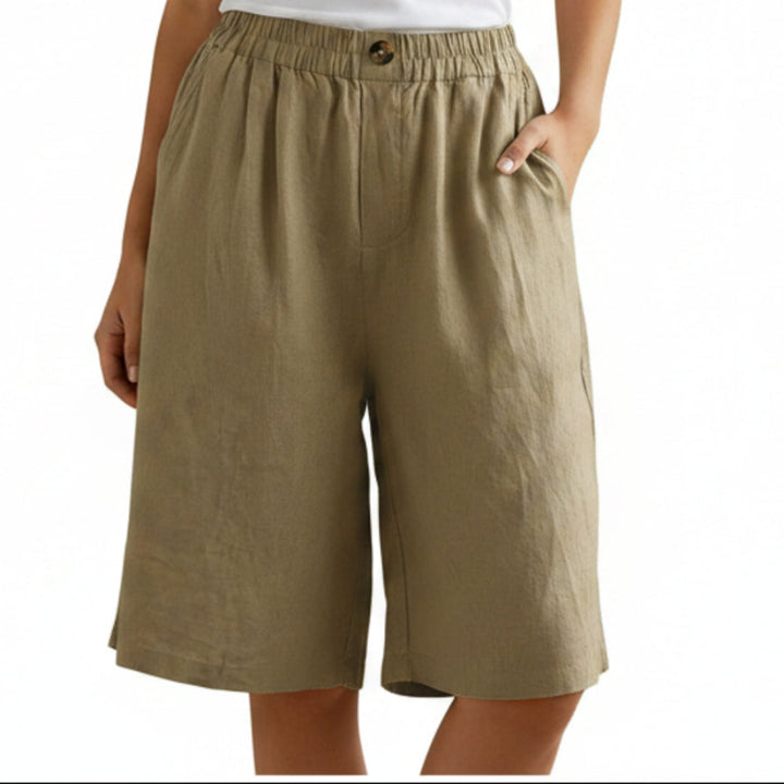 Women's Cotton And Linen Cropped Loose High Waist Shorts