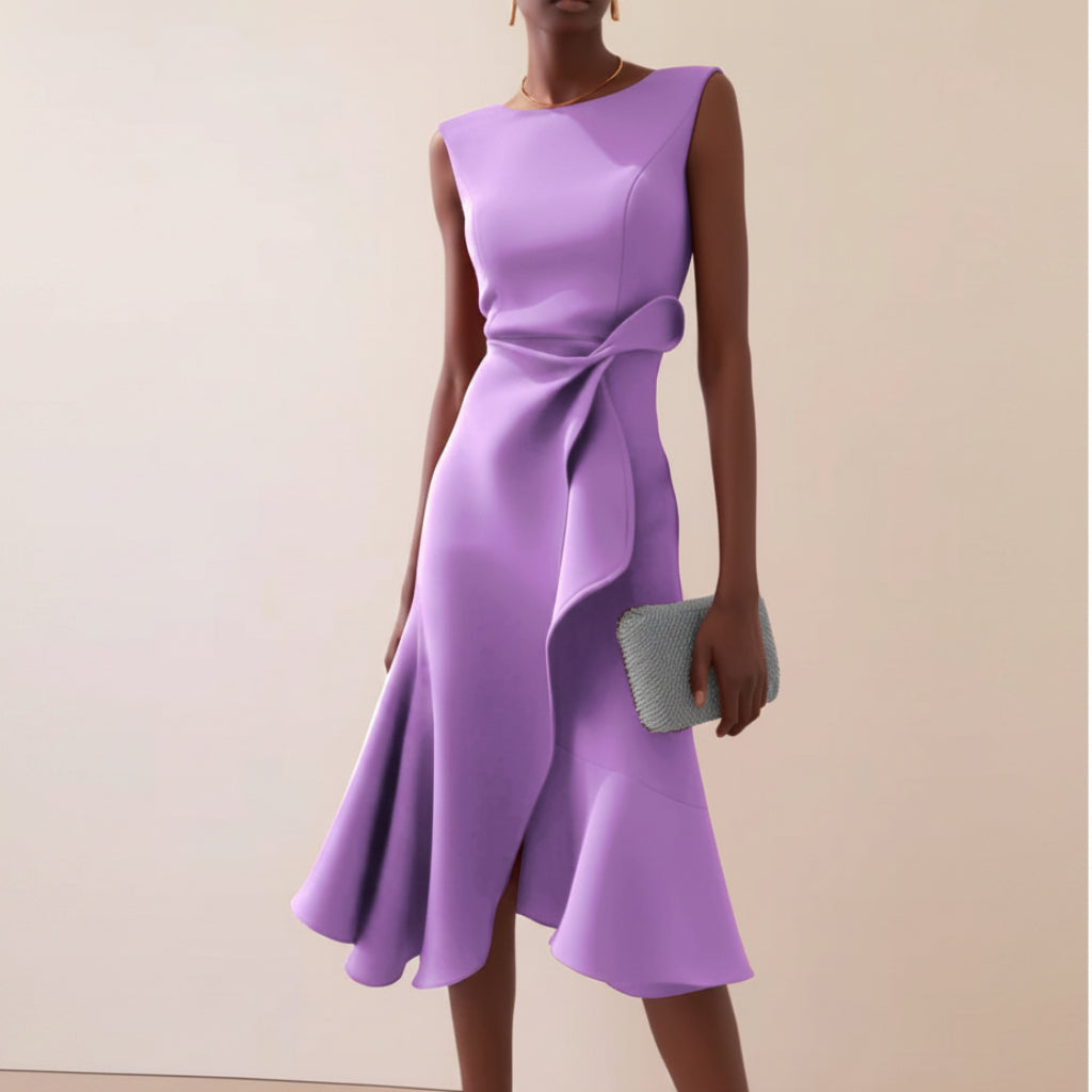 Women's Bow-knot Sleeveless Dress Summer Round Neck Red Temperament