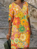 Jurk met V-hals en Bloemenprint