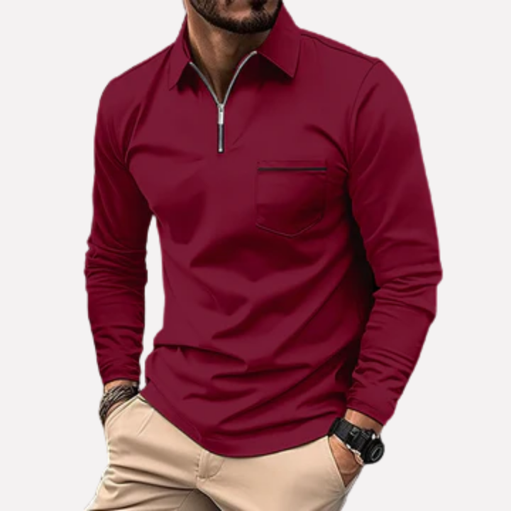 Hugo Polo shirt met lange mouwen voor heren met borstzak