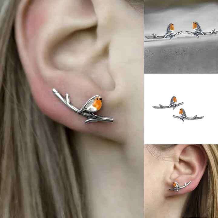 Oliegekleurde Vogel Ring & Ketting Set