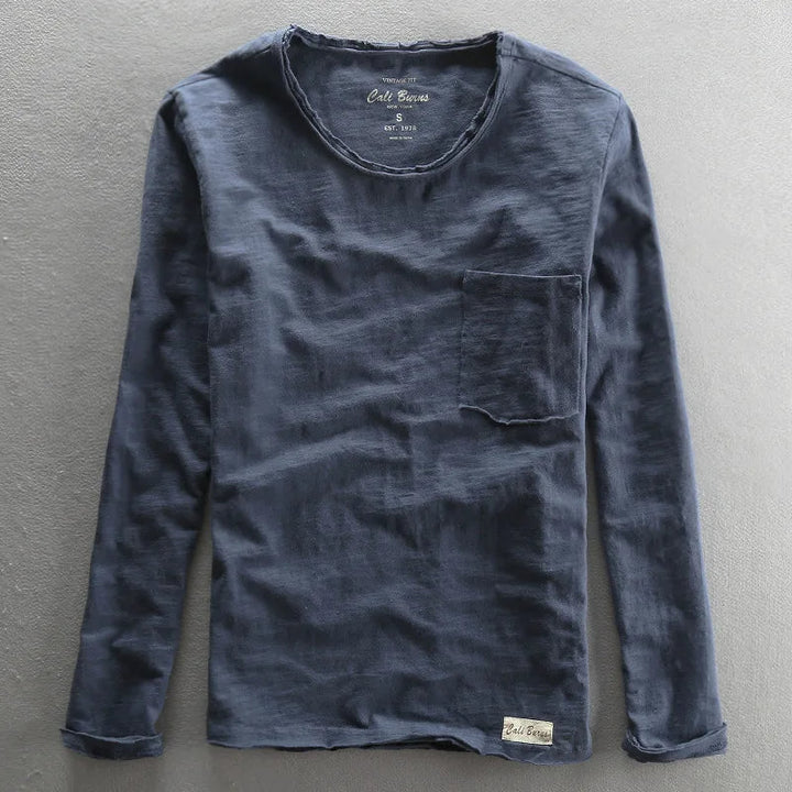 Vintage Katoenen Longsleeve met O-hals voor Heren