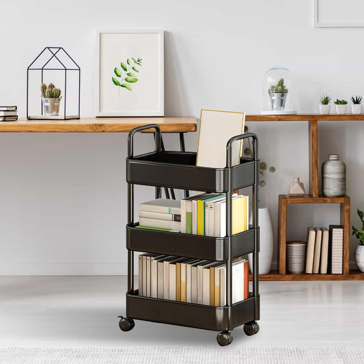 Verrijdbare opbergtrolley met wielen en handgreep – Veyora
