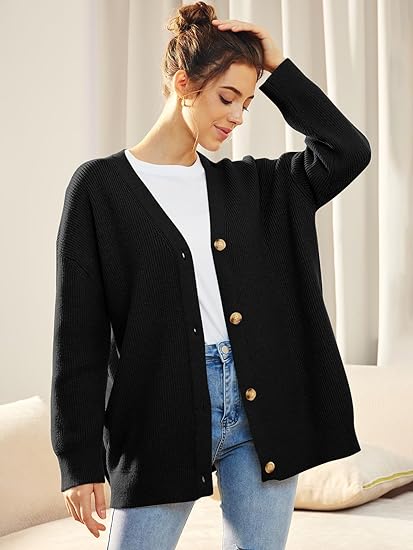 Oversized damesvest met V-hals en knoopsluiting - Aleen