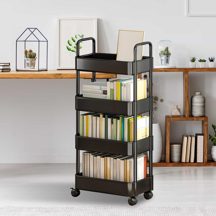 Verrijdbare opbergtrolley met wielen en handgreep – Veyora