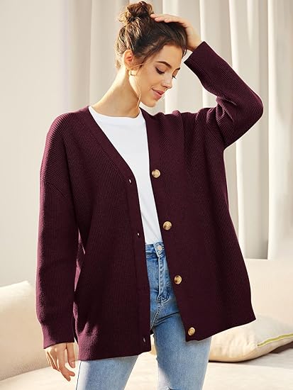Oversized damesvest met V-hals en knoopsluiting - Aleen