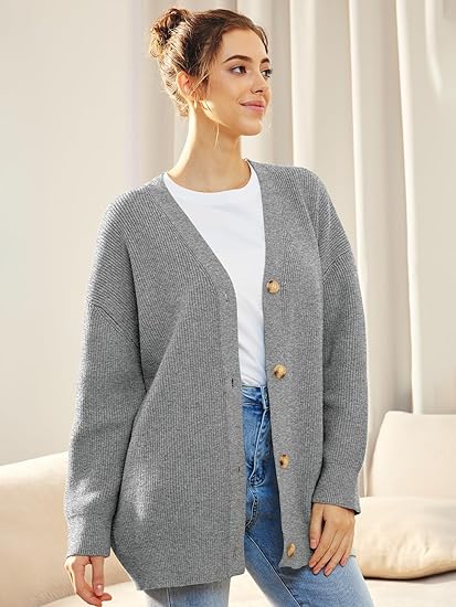 Oversized damesvest met V-hals en knoopsluiting - Aleen