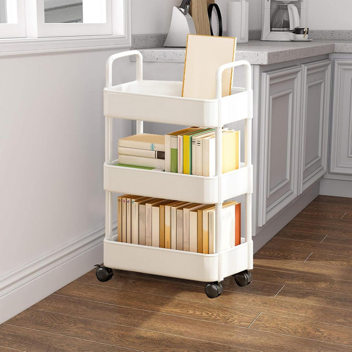 Verrijdbare opbergtrolley met wielen en handgreep – Veyora