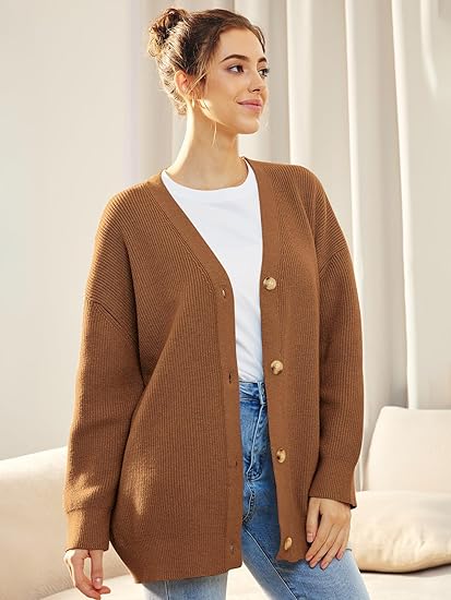 Oversized damesvest met V-hals en knoopsluiting - Aleen