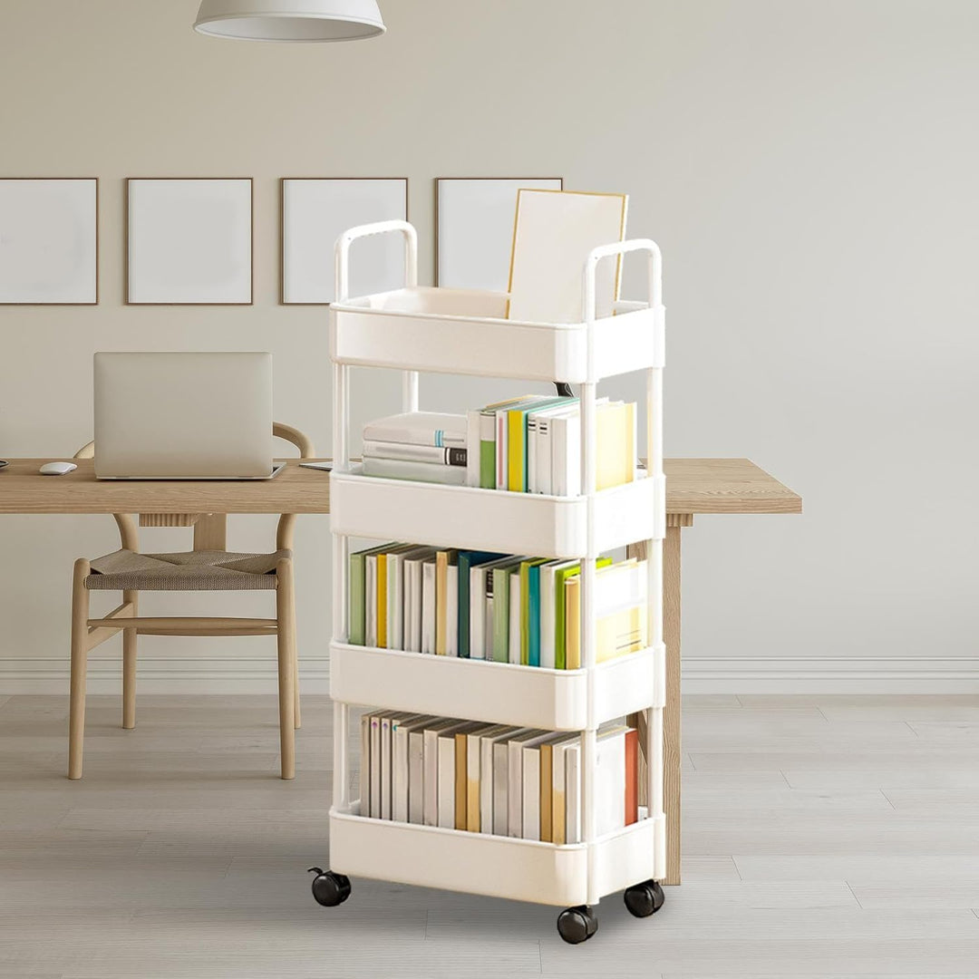 Verrijdbare opbergtrolley met wielen en handgreep – Veyora