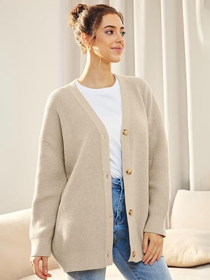 Oversized damesvest met V-hals en knoopsluiting - Aleen