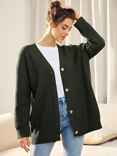 Oversized damesvest met V-hals en knoopsluiting - Aleen