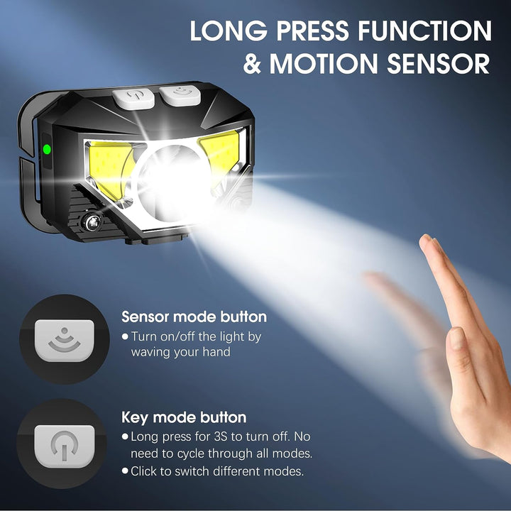 2-pack Ultra-heldere Oplaadbare LED Hoofdlamp met Beweegsensor – Lumivor