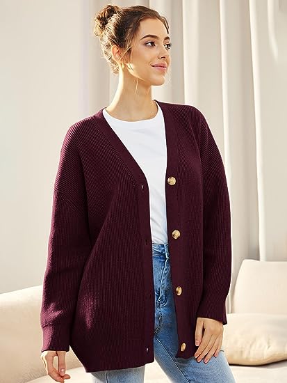 Oversized damesvest met V-hals en knoopsluiting - Aleen