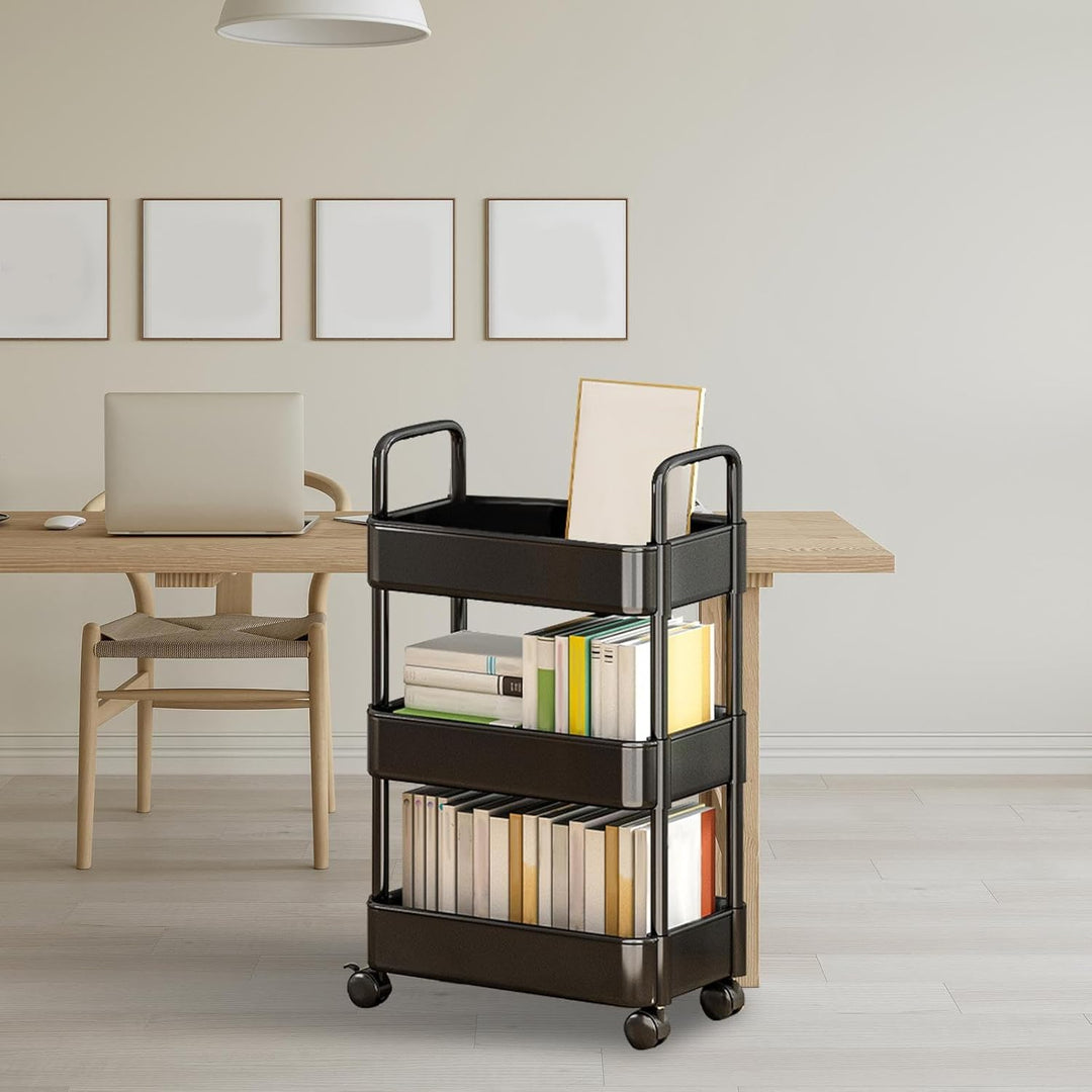 Verrijdbare opbergtrolley met wielen en handgreep – Veyora