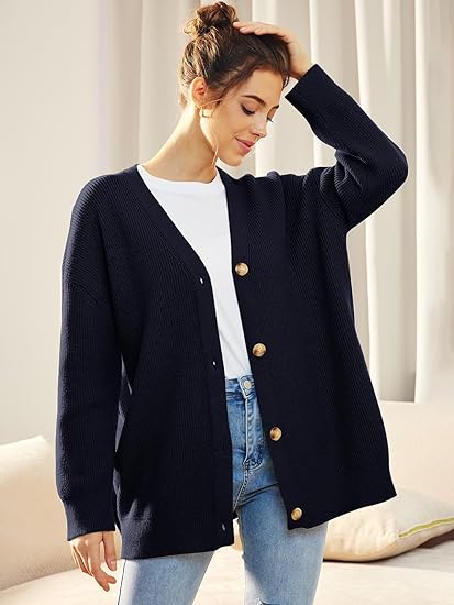 Oversized damesvest met V-hals en knoopsluiting - Aleen