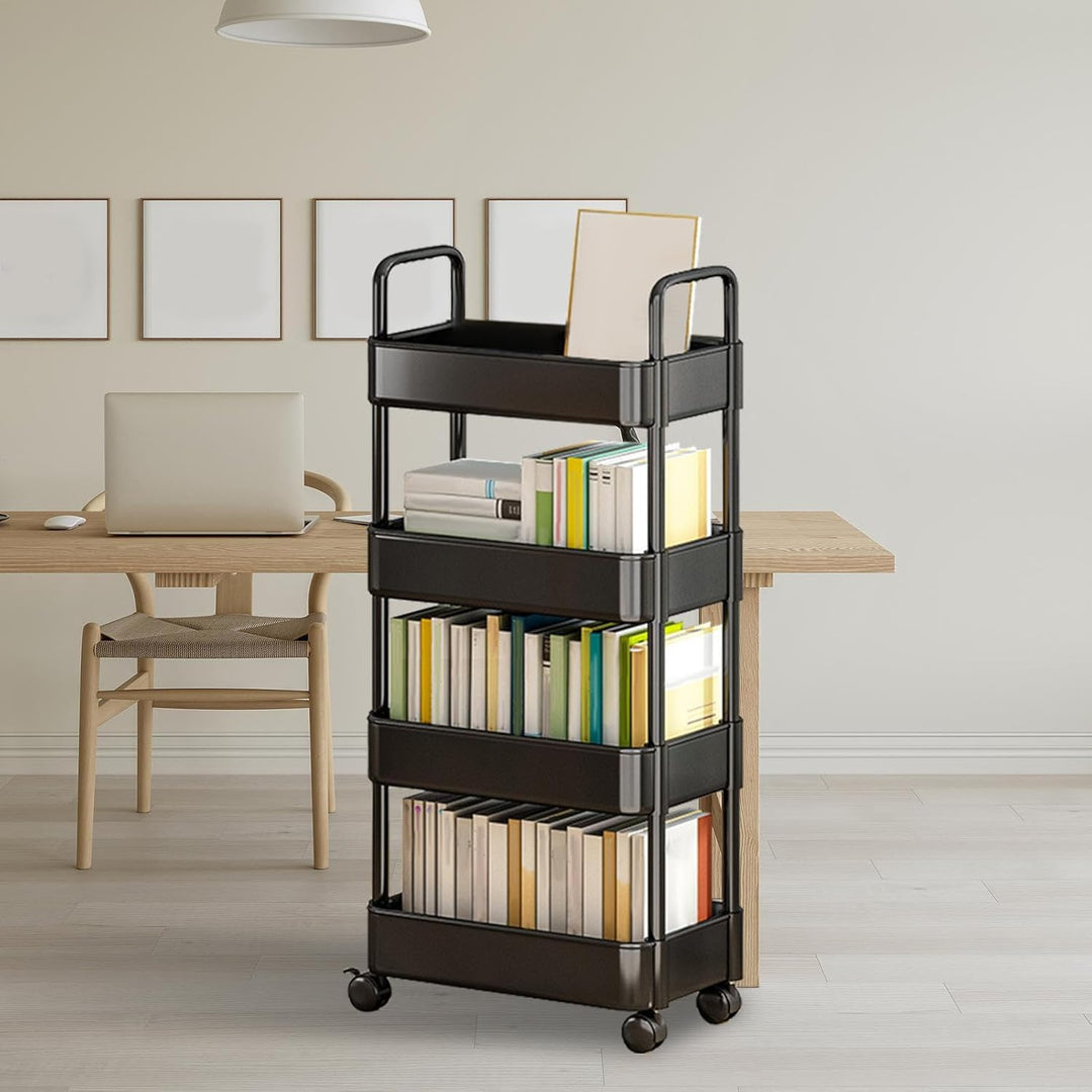 Verrijdbare opbergtrolley met wielen en handgreep – Veyora