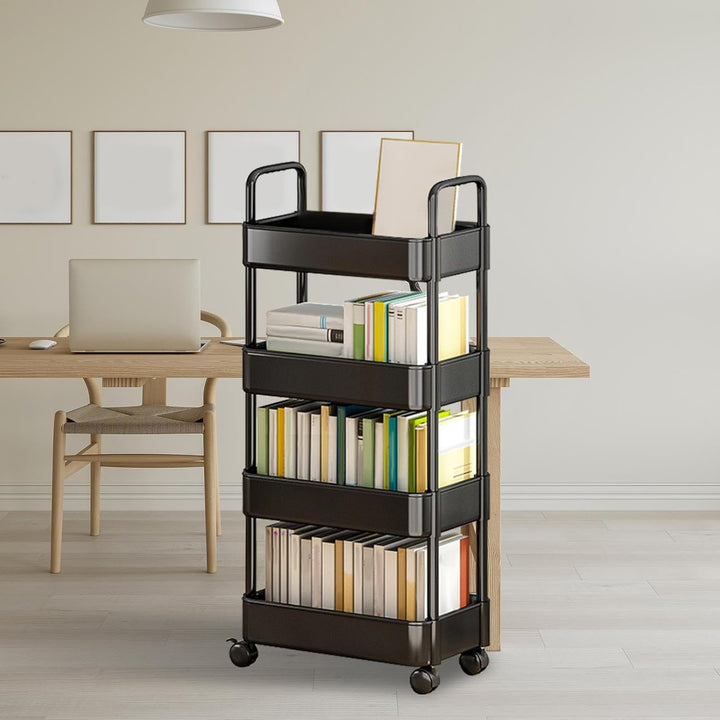 Verrijdbare opbergtrolley met wielen en handgreep – Veyora