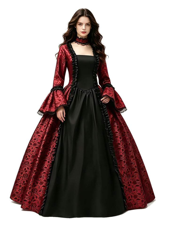 Gothic vampierjurk voor dames met wijd uitlopende mouwen, Halloweenkostuum