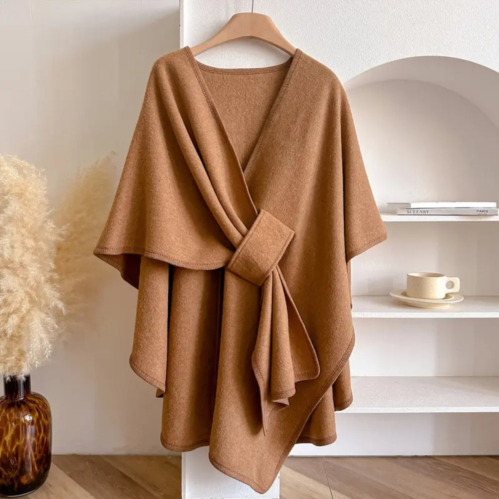 Luxe Winddichte Sjaal Jas met Elegante Drape