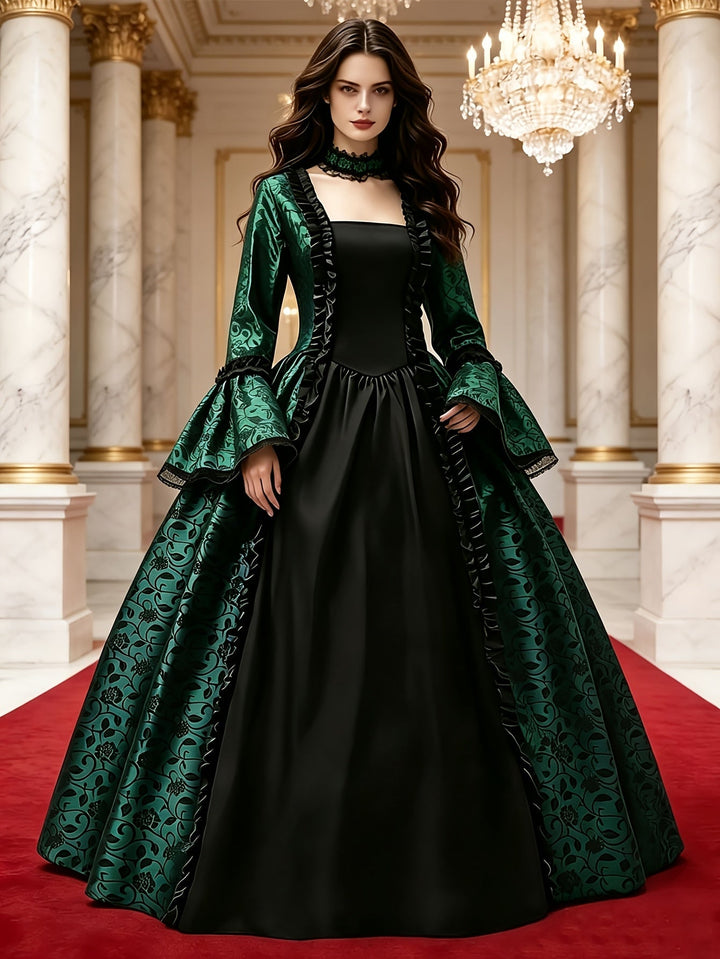 Gothic vampierjurk voor dames met wijd uitlopende mouwen, Halloweenkostuum