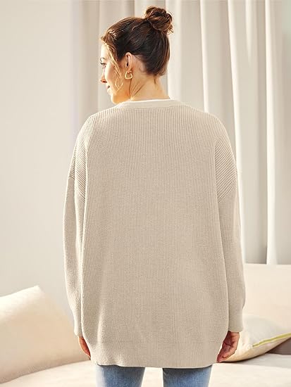 Oversized damesvest met V-hals en knoopsluiting - Aleen