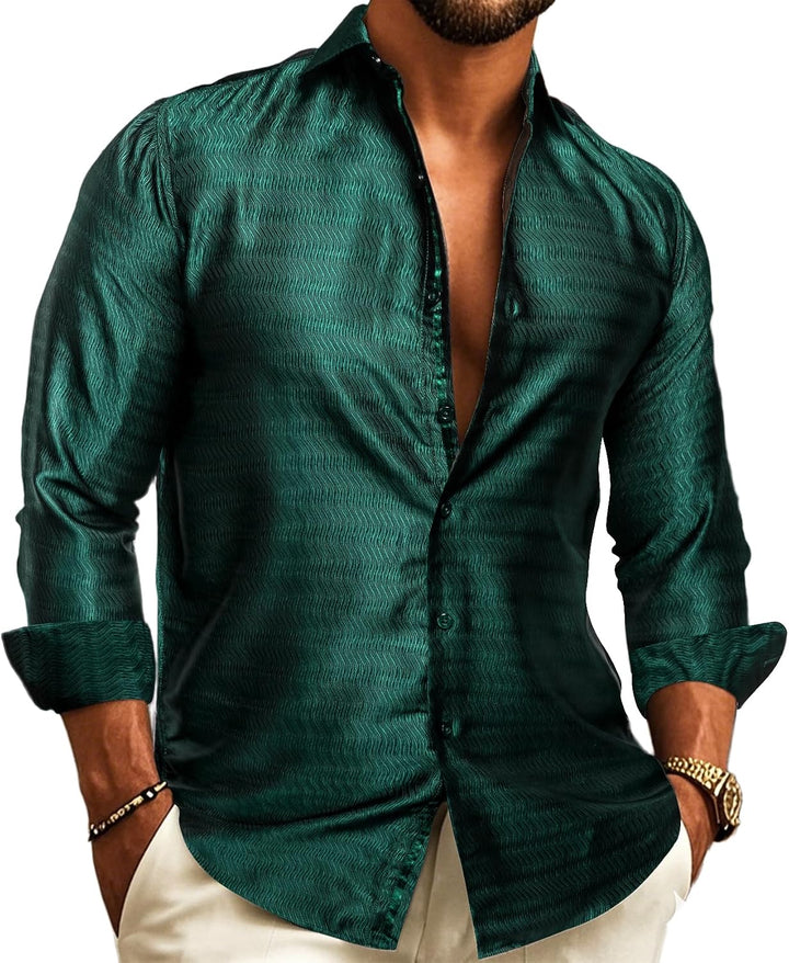 Herenoverhemd met paisley-jacquard – model met lange mouwen voor bruiloften en avondkleding