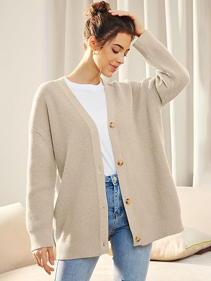 Oversized damesvest met V-hals en knoopsluiting - Aleen