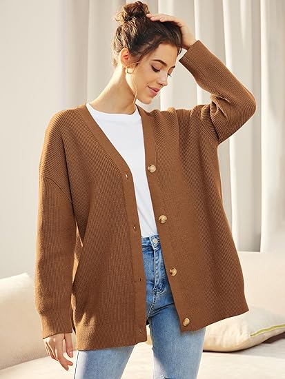 Oversized damesvest met V-hals en knoopsluiting - Aleen