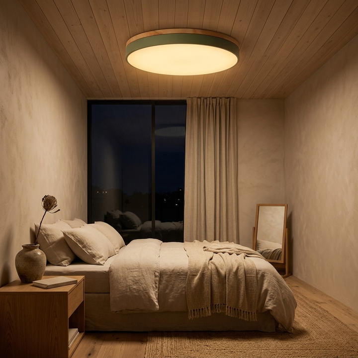 Ronde schijfplafondlamp – platte, vlak gemonteerde lamp