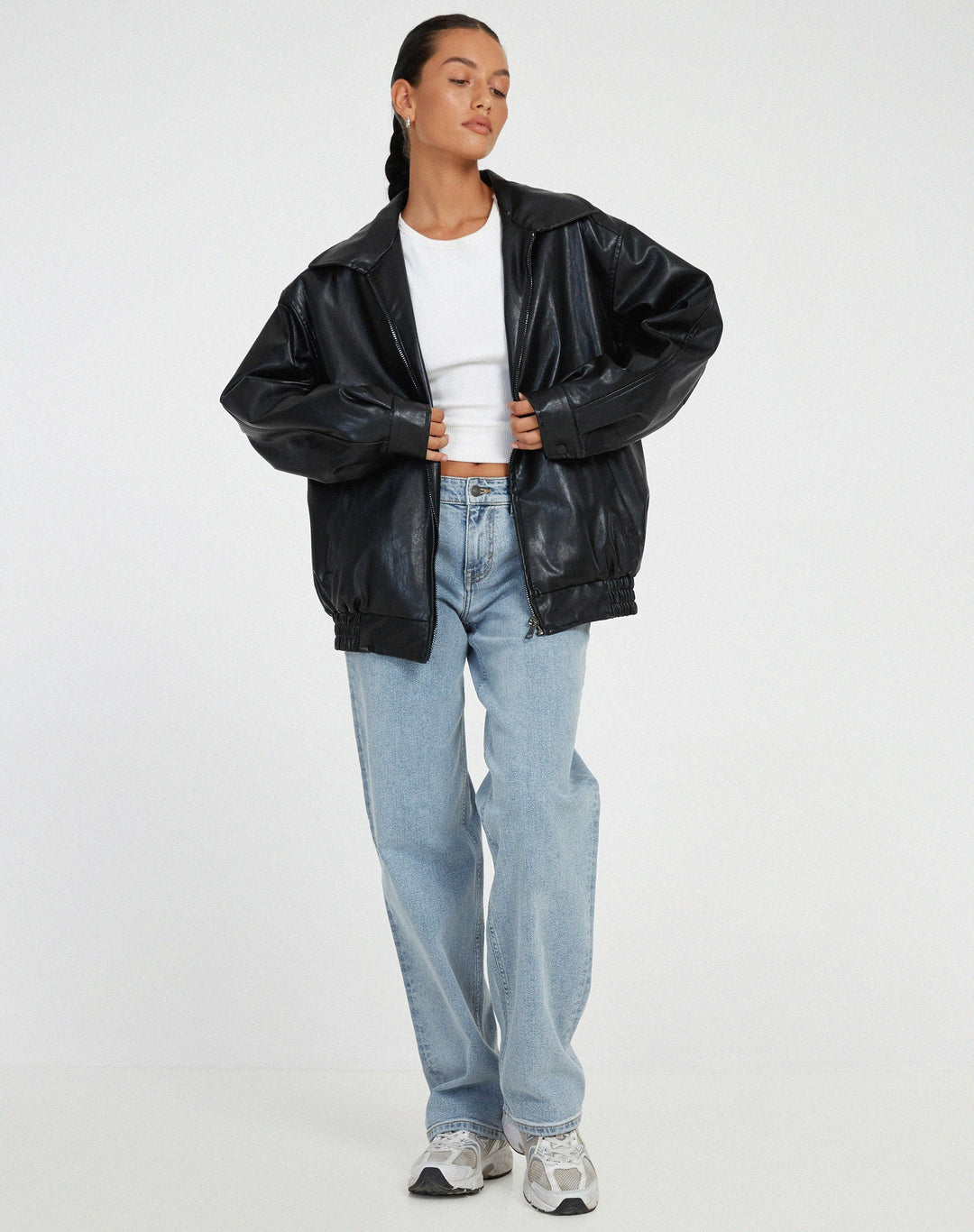 Losse oversized leren damesjas – Yara