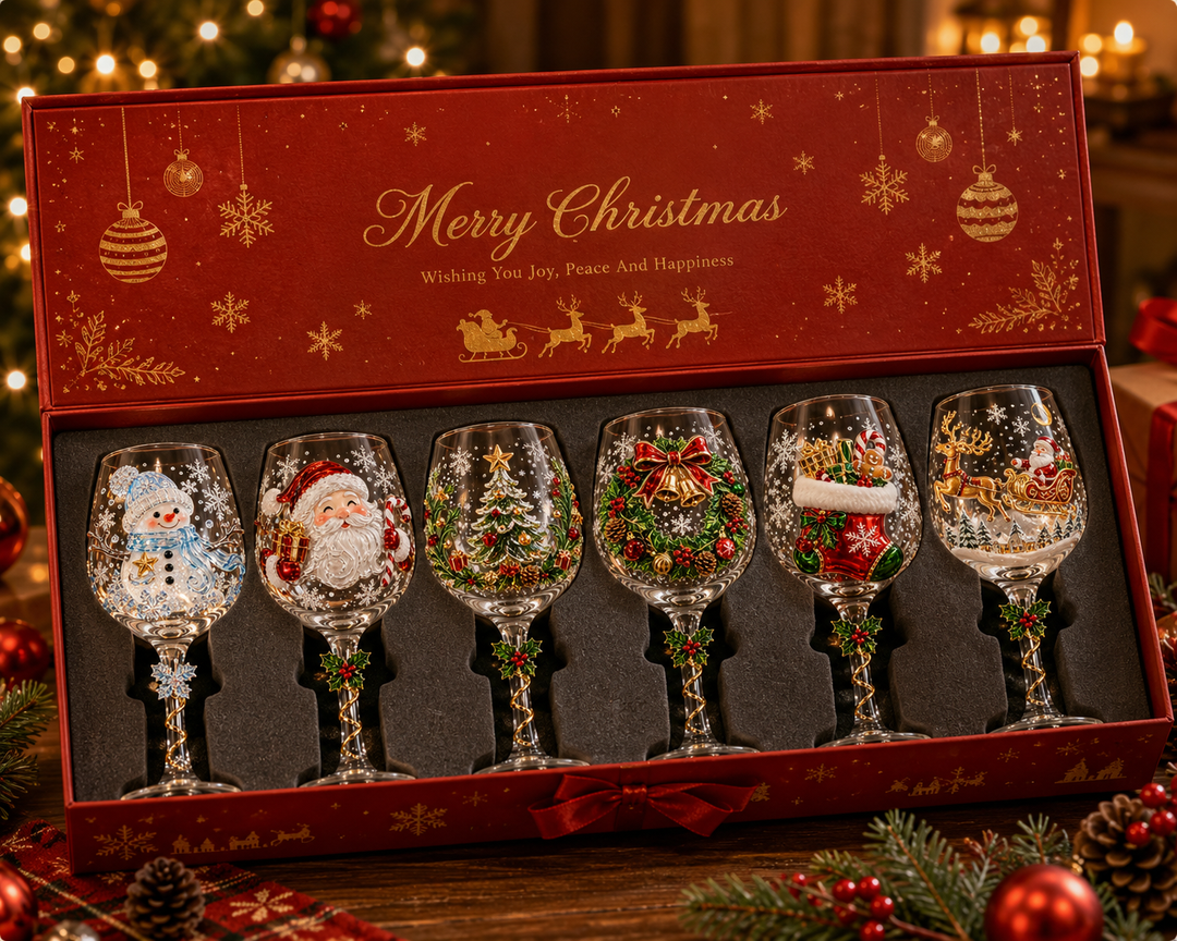 3D-wijnglazen voor Kerstmis – feestelijk drinkplezier met kerstsfeer