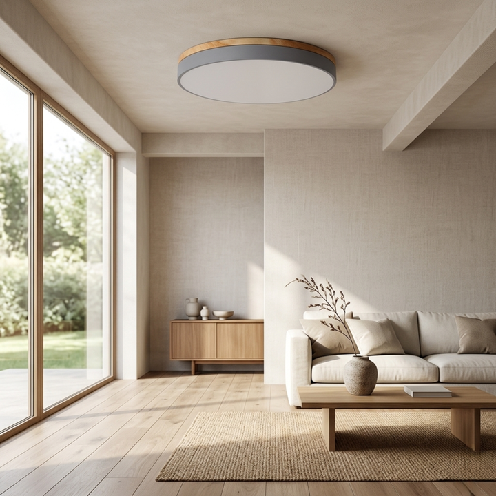 Ronde schijfplafondlamp – platte, vlak gemonteerde lamp