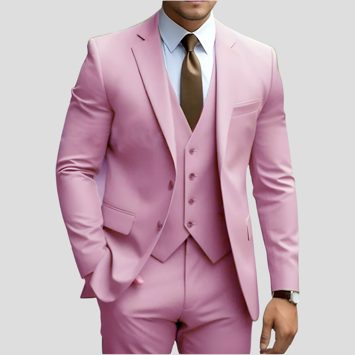 Elegant 3-delig beige slim fit herenpak