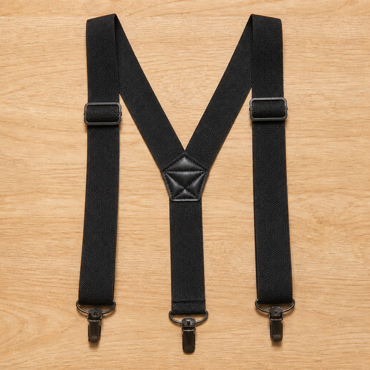 Elastische bretels voor heren, 3,8 cm breed met metalen clips, X- of Y-rug