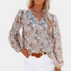 Chiffon Bloemenprint Blouse met V-hals – Elegantie en Comfort in Één